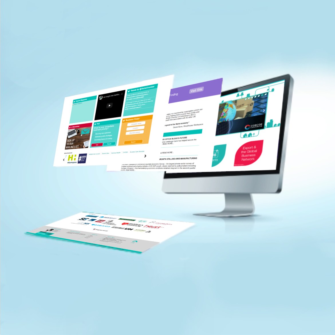 pc screen with herts london website designer case study
